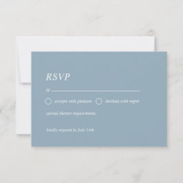 Eenvoudige stoffige blauwe RSVP-kaart RSVP Kaartje