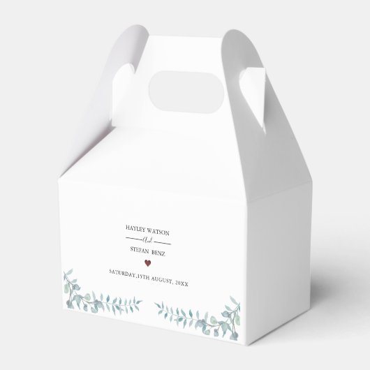 Eenvoudige stoffige blauwe Waterverf loof bruiloft Bedankdoosjes (Achterkant)