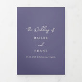 Eenvoudige stoffige Paarse moderne bruiloft Drieluik Uitnodiging (Cover)