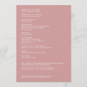 Eenvoudige Stoffige Roos Geïsoleerde Namen Trouwce Programmakaart (Achterkant)