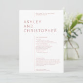 Eenvoudige Stoffige Roos Geïsoleerde Namen Trouwce Programmakaart (Staand voorkant)