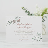 Eenvoudige stoffige Roos groen bruiloft uitnodigen Kaart (Staand voorkant)