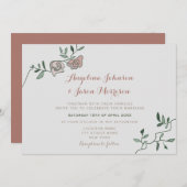 Eenvoudige stoffige Roos groen bruiloft uitnodigen Kaart (Voorkant / Achterkant)