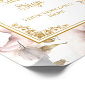 Eenvoudige stoffige roze bloemen en gouden bruilof poster (Hoek)