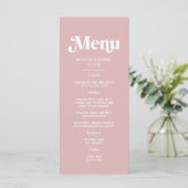 Eenvoudige stoffige roze bruiloft menu (Staand voorkant)