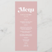 Eenvoudige stoffige roze bruiloft menu (Voorkant)