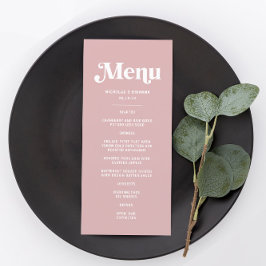 Eenvoudige stoffige roze bruiloft menu