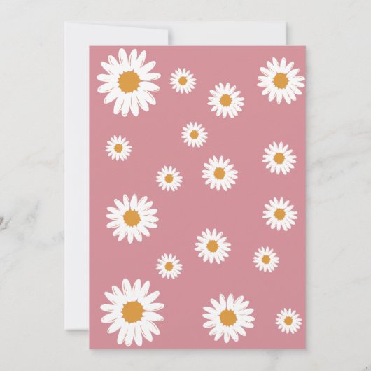 Eenvoudige stoffige roze Daisy Baby shower Invitat Kaart (Achterkant)