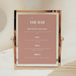 Eenvoudige stoffige roze huwelijksbarmenu poster