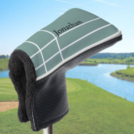Eenvoudige stoffige salie zwart minimalistische aa golfheadcover