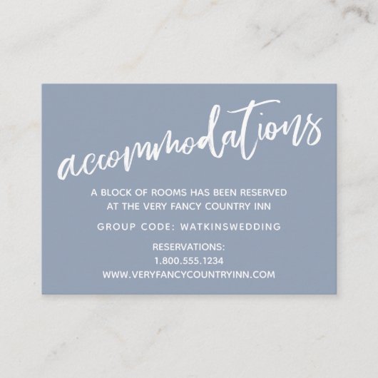 Eenvoudige stoomblauwe bruiloft informatiekaartje (Voorkant)