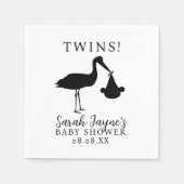 Eenvoudige Stork Twins Baby shower Witte servetten (Voorkant)
