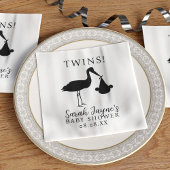 Eenvoudige Stork Twins Baby shower Witte servetten