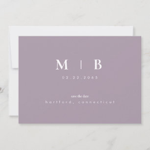 Eenvoudige Strakke Lavendel Monogram Huwelijk Bewa Save The Date