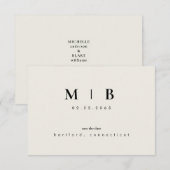 Eenvoudige Strakke Monogram Beige Bewaar de Datum (Voorkant / Achterkant)