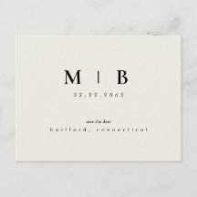 Eenvoudige Strakke Monogram Beige Save the Date Hu