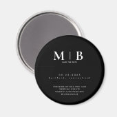 Eenvoudige & Strakke Monogram Huwelijk Save the Da Magneet (Voorkant / Achterkant)