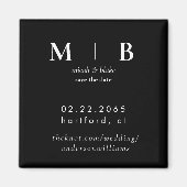 Eenvoudige Strakke Monogram Z/W Trouw Save the Dat Magneet (Voorkant)