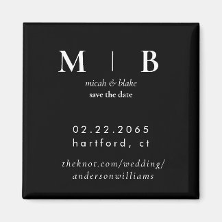 Eenvoudige Strakke Monogram Z/W Trouw Save the Dat Magneet