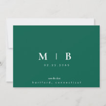 Eenvoudige Strakke Smaragdgroene Monogram Bruiloft