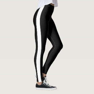 Eenvoudige strakke witte zijstreep op zwart leggings
