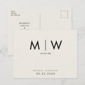 Eenvoudige & Strakke Zwarte Monogram Beige Save th Briefkaart (Voorkant / Achterkant)
