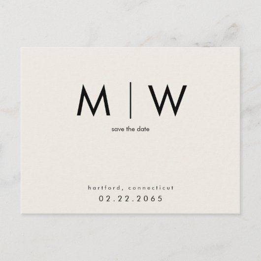 Eenvoudige & Strakke Zwarte Monogram Beige Save th Briefkaart (Voorkant)