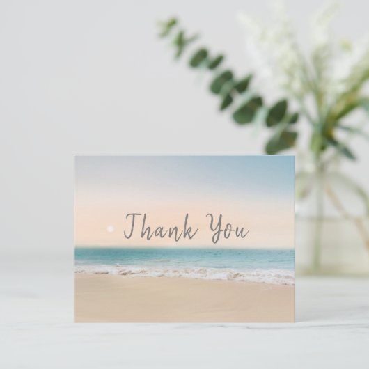 Eenvoudige strand bruiloft dank u Briefkaart (Staand voorkant)