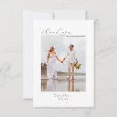 Eenvoudige strand bruiloft dank u kaart met foto (Voorkant)