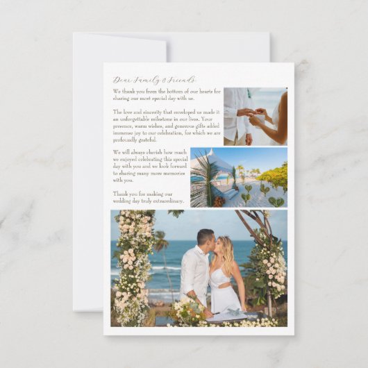 Eenvoudige strand bruiloft dank u kaart met foto (Achterkant)