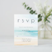Eenvoudige strand bruiloft RSVP briefkaarten (Staand voorkant)