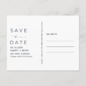 Eenvoudige Strand Kustbruiloft Budget Save the Dat Aankondigingskaart (Achterkant)