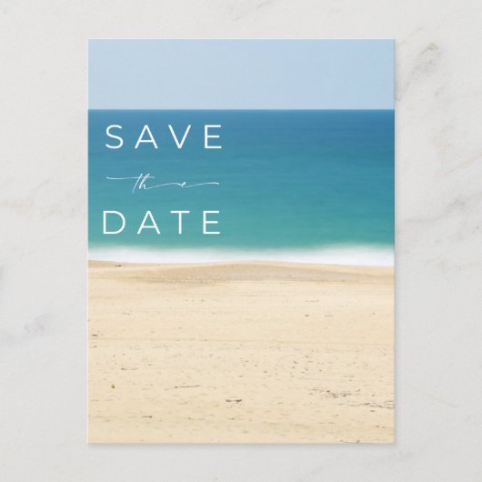 Eenvoudige Strand Kustbruiloft Budget Save the Dat Aankondigingskaart (Voorkant)