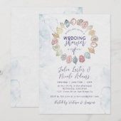 Eenvoudige strand oceaanschelpenkrans bruiloft kaart (Voorkant / Achterkant)