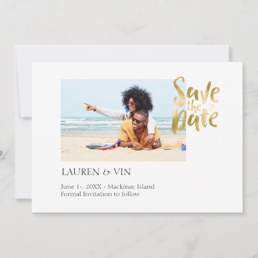 Eenvoudige strand save the date (Voorkant)