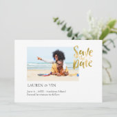 Eenvoudige strand save the date (Staand voorkant)