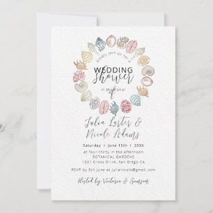 Eenvoudige strand schelp krans huwelijksfeest kaart