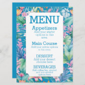 Eenvoudige strandbruiloft menu tropische bloemen (Voorkant / Achterkant)