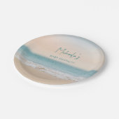 Eenvoudige Strandfoto Gepersonaliseerd Baby shower Papieren Bordje (Gekanteld)