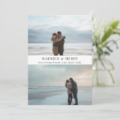 Eenvoudige Strandfoto Getrouwd & Vrolijk Kerstfees Feestdagenkaart (Staand voorkant)