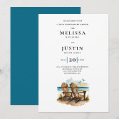 Eenvoudige strandstoel voor huwelijksjubileum kaart (Voorkant / Achterkant)