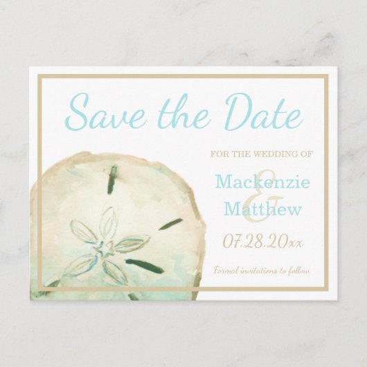 Eenvoudige strandthema save the date aankondigingskaart (Voorkant)