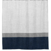 Eenvoudige streep donkerblauw grijs aswit douchegordijn (Voorkant)