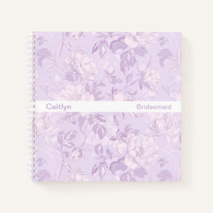 Eenvoudige Streep Pastel Paarse Bloem Vierkant Notitieboek