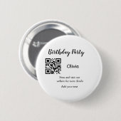 Eenvoudige streepjescode van de verjaardagswebsite ronde button 5,7 cm (Voorkant /achterkant)