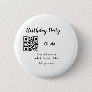 Eenvoudige streepjescode van de verjaardagswebsite ronde button 5,7 cm