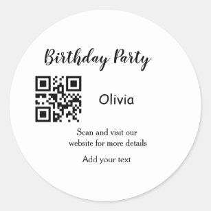 Eenvoudige streepjescode van de verjaardagswebsite ronde sticker