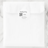 Eenvoudige streepjescode van de verjaardagswebsite ronde sticker (Tas)