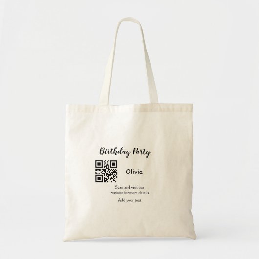 Eenvoudige streepjescode van de verjaardagswebsite tote bag (Voorkant)