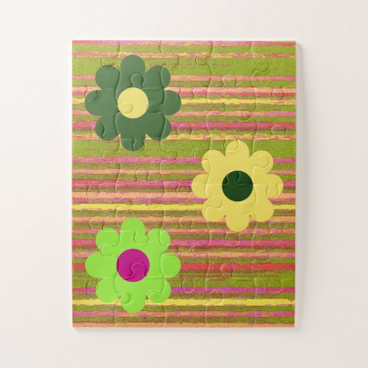 Eenvoudige Strepen Bloem Jonge Kinderen Puzzel Legpuzzel (Verticaal)